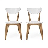 Homely - Pack de 2 sillas de Comedor de diseño nórdico MELAKA Estructura y Patas en Madera de Roble Acabado Natural, Respaldo y Asiento en MDF Lacado Color Blanco Mate, de 44x52,5x78,5 cm
