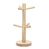 DOULEIN Soporte de Árbol Taza de Madera,Soporte para Tazas Café con 6 ganchos Estante de Secado de Tazas Árbol de Madera de la Taza para Taza de Café, Taza de Té, Taza