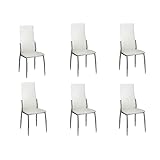 vidaXL 6 Sillas de Comedor de Cuero Blancas Cromo