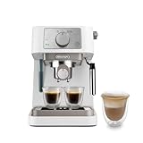 De'Longhi Cafetera Manual Stilosa EC260.W, 15 Bares de Presión, Sistema Cappuccino, Apagado Automático, Compatible con Almohadillas ESE, Depósito de 2 Niveles, Capacidad 1L, Blanco