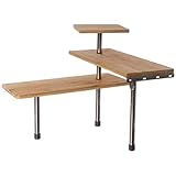 BAKAJI - Estantería esquinera para Cocina, 3 estantes, Madera de bambú, Estructura de Acero, Mueble esquinero, portaobjetos con Ganchos