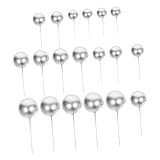 Ciieeo 20 Piezas picos de pastel decorar decoración plata hornear mini pelota esfera conformado palabra toppers primeros de la magdalena ornamento de la magdalena Silver