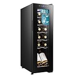 Cecotec Vinoteca Nevera para Vinos 12 Botellas Bolero GrandSommelier 1250 CoolCrystal Compressor. Libre Instalación, Temperatura Ajustable de 8-18ºC, Panel Táctil, LED
