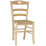 OKAFFAREFFATO MADDALONI Silla de comedor Loris de madera natural con asiento de paja