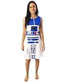 Star Wars R2D2 Disfraz Vestido Mujer Mujer Cosplay Droid Ropa blanca XXL