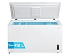 MIDEA Arcon Congelador Pequeño Horizontal de 418L, Motor Inverter, Control Electrónico de Temperatura, Tecnologia D-TYPE Tube, Cestas con Asa, Easy Move, Silencioso 39dBA, Bajo Consumo, Blanco