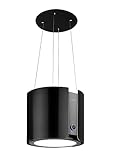 Klarstein Skyfall Smart – Extractor de humo tipo isla, campana aislada, control por aplicación móvil, 45 x 42 cm (ØxB), ventilación y extracción, 3 niveles, 402 m³/h iluminación LED, clase C, negro