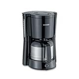 SEVERIN - Cafetera de goteo para 8 tazas, Cafetera de filtro / Cafetera americana con jarra termo de 1l, Con Desconexión Automática, Acero inoxidable / Negro, KA 4835