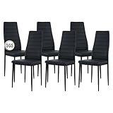 anrekl Juego de 6 sillas de comedor con reposabrazos, patas de metal, sillas de cocina modernas, cómodas sillas tapizadas, asiento para comedor, salón, cocina, color negro