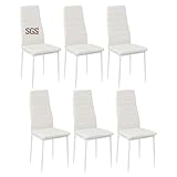 buybyroom Sillas de Comedor Juego de 6 Sillas de Metal para Cocina, Silla de Mesa para Comedor, Blanco