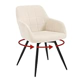 WOLTU Silla Giratoria de Cocina, Silla de Comedor de Terciopelo, Sillón con Respaldo y Reposabrazos, Estilo Moderno para Comedor, Cocina, Dormitorio y Salon, Beige, EZS85be-1