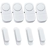 4 alarmas de ventana de puerta: sensor de puerta inalámbrico con sensor rápido de 90 dB, sensor de ventana, sensor magnético, sensor de puerta de ventana, alarma con pilas, mini protección antirrobo,