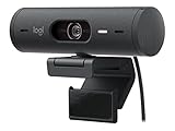 Logitech Brio 500 HD Webcam Ajuste Luz, Modo Visualización, Mics Duales con Reducción Ruido, Cubierta Privacidad Cámara Web, Cable USB-C, Streaming - Grafito