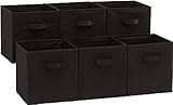 Amazon Basics Cubos de almacenamiento de tela plegables con asas, 26,6 x 26,6 x 27,9 cm, color negro, paquete de 6 unidades
