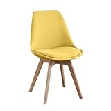 SHIITO | Modelo Otto - Silla de Comedor de Estilo Nórdico | Tapizada con Tela | 41.5 x 43 x 83 - Color Mostaza | Diseño Sencillo y Elegante | con Patas de Haya