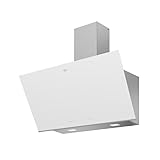 Beko BHCA96641BWHS - Campana Decorativa Inclinada de 90cm Serie Beyond, Cristal color Blanco, Clase energética A, 3 niveles + Booster, HeatSense, iluminación ajustable, Extracción máx,712m3h