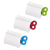 XINGSUI 3 piezas, exprimidor de pasta de dientes de 3 colores, exprimidor de pasta de dientes rodante, soporte de pasta de dientes multifunción (1 cubierta de cabezal de cepillo de dientes gratis)