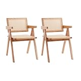 Shiito | Modelo Toronto | JC - Pack de 2 sillas de Madera Natural y Respaldo en ratán | Elegancia y Simplicidad para tu hogar