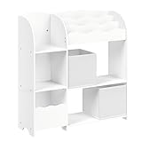 SONGMICS Estantería de Juguetes, Librería Infantil, Armario para Dormitorio con 2 Cajas para Juguetes, Sala de Juegos, Sala de Estar, Blanco Nube GKR042W01