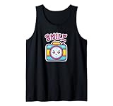 Bonita cámara kawaii sonriente gráfico para un regalo de niñas adolescentes Camiseta sin Mangas