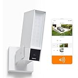 Netatmo - Cámara de vigilancia al Aire Libre Inteligente con Sirena 105dB, WiFi, iluminación integrada, detección de Movimiento, visión Nocturna, sin suscripción, Blanca, NOC-S-W-FR