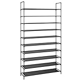 T-LoVendo Zapatero de 10 Alturas Estantería Organizador Zapatos Botas Bolsos Estantería para 40 Pares Abierto, Estrecho, Estructura de Metal, Baldas de Tela. 99,5x28x178cm. Entrada, Recibidor.