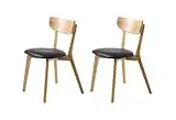 FJORDFORM Juego de 2 sillas de Comedor con Patas de Roble Macizo, Asiento tapizado en Piel sintética, Color Negro