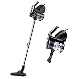Di4 Aspirovac CA600 Aspirador Escoba, 600W, Sistema Ciclónico, Cepillo 2 en 1, Filtro HEPA, Radio de Acción 8 m, Color Negro, Accesorios Incluidos para Suelos/Alfombras/Muebles/Paredes/Coche