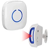 Alarma con sensor de movimiento para interiores, alarmas de cama y prevención de caídas para pacientes ancianos con demencia/dispositivo de alerta de buzón para el hogar, color blanco