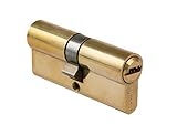Amig - Cilindro de seguridad | Cerradura para puertas | Bombín de doble embrague |Leva larga | Incluye 5 llaves | Dorado | Medidas: 70 (30-40 mm)