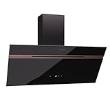 Klarstein Alina 3.0 90 campana extractora - 90cm, 600 m³/h, a++ energía, led, control táctil, extractor cocina, recirculación & ducto, cristal, negro