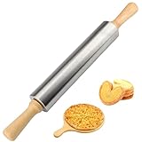 (43.5 * 5 * 5 cm) Rodillo amasar, rodillo cocina de pasta con eje metálico y mango de madera, ideal para utensilios de repostería, estable y duradero, facilita el estiramiento de la masa