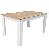 edihome, Mesa Comedor, Modelo Denver, para salón, Cocina, Acabado Blanco y Cambria, Dimensiones 138 (Ancho) x 90 (Largo) x 75 (Alto) (Blanco/Madera)