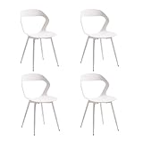 DEYARNA HOME Pack de 4 Sillas de Comedor de Plástico con Patas de Metal, Sillas Laterales sin Brazos para Comedor, Cocina, Sala de Recepción, Sala de Estar (Blanco)