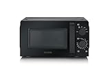 SEVERIN microondas, para descongelar y calentar, microondas con plato giratorio y 6 niveles de potencia, negro/acero inoxidable, 700 W, 19 L de capacidad, MW 9180