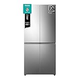 Hisense RQ5P470SEIE - Frigorífico Americano Cuatro Puertas, Eficiente Clase E, Capacidad 483 L, Conectividad WiFi, My Fresh Choice, Dual Tech Cooling, Multi-Air Flow, Inox