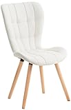 CLP Silla de Comedor Elda Tapizada en Cuero Sintético I Silla para Visita Estilo Nórdico I Silla de Recepción con Base de Madera I Color:, Color:Blanco