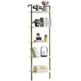YMYNY Estantería Escalera, Estantería de 5 Niveles, Librería de Pie para Sala Estantería de Almacenaje, para la Sala de Estar, Oficina, Dormitorio, 40 x 30 x 178CM, Blanco HBC015W
