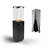 Planika Faro - Estufas de Exterior, Chimenea de Jardín de Terraza, de Balcón Chimenea de Gas - hasta 8 kW, GLP - Autonomía 55 hrs