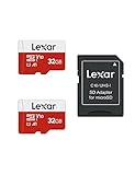 Lexar Tarjeta Micro SD de 32 GB, 2 Unidades, Tarjeta de Memoria Micro SD con Adaptador SD, hasta 100 MB/s de Velocidad de Lectura, UHS-I, U1, A1, V10, C10, Tarjeta de Memoria microSDHC