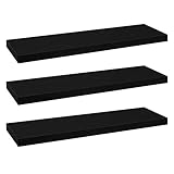 eSituro Juego de 3X Balda Flotante de Pared, Estanteria de Pared, Estanteria Flotante de Pared, Estante de Almacenamiento para Salón, Cocina y Dormitorio, MDF, Negro, 50x22,9x3,8 cm