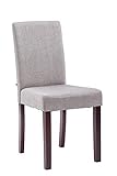 CLP Silla De Salón Comedor Ina Acolchada En Tela I Silla De Sala De Espera con Base 4 Patas De Madera, Color:Gris Claro, Color del Marco:Cappuccino