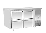 METRO Professional Mesa refrigerada GCC21004D, acero inoxidable, 250W, 90 L, ideal para pizza, con 4 cajones, para hotel y restaurante