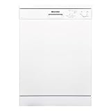 Wonder Lavavajillas 60 cm Blanco WJ12600E. 1900W, 12 Cubiertos, 2 Bandejas, 5 Programas, Control Electrónico, Función Stop&Go, Secado Super Active, Bajo nivel Sonoro, Eficiencia Energética Clase E