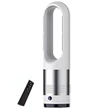 Ventilador calefactor sin aspas,refrigeración y calefacción,ventilador sin aspas,ventilador calefactor de torre oscilante 80°,3 niveles de calor,8 velocidades,temporizador 8h,pantalla LED, 1400W