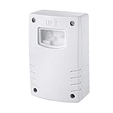 PS-TECH Interruptor crepuscular exterior protección IP54 con temporizador 1-9 horas para montaje en pared con ajuste de intensidad de luz 3-500 lux