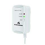 Firlarm - Detector de Gas, Alarma de Gas LPG/Gas Natural/Ciudad, Monitor de Gas butano propano de metano, Advertencia de luz estroboscópica Monitor, Sensor de Fugas de Gas enchufable (Blanco)