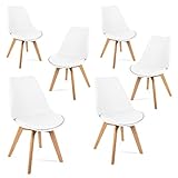 Mc Haus Lena Blanca x6 - Pack de 6 sillas de Comedor, diseño nórdico con Asiento Acolchado y Respaldo ergonómico