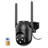 PEEIPM 4G LTE Camara Vigilancia Exterior con Sim Tarjeta: 2K HD Camara Seguridad Exterior con Visión Nocturna Color Detección Humana PIR Alarmas para Casa IP65 - Cable