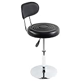 FURWOO Silla de café Silla de barbero Altura Ajustable giratoria Respaldo pequeño Tareas Sala de Estar Tienda Desayuno Hogar Cocina Silla de Bar Negro